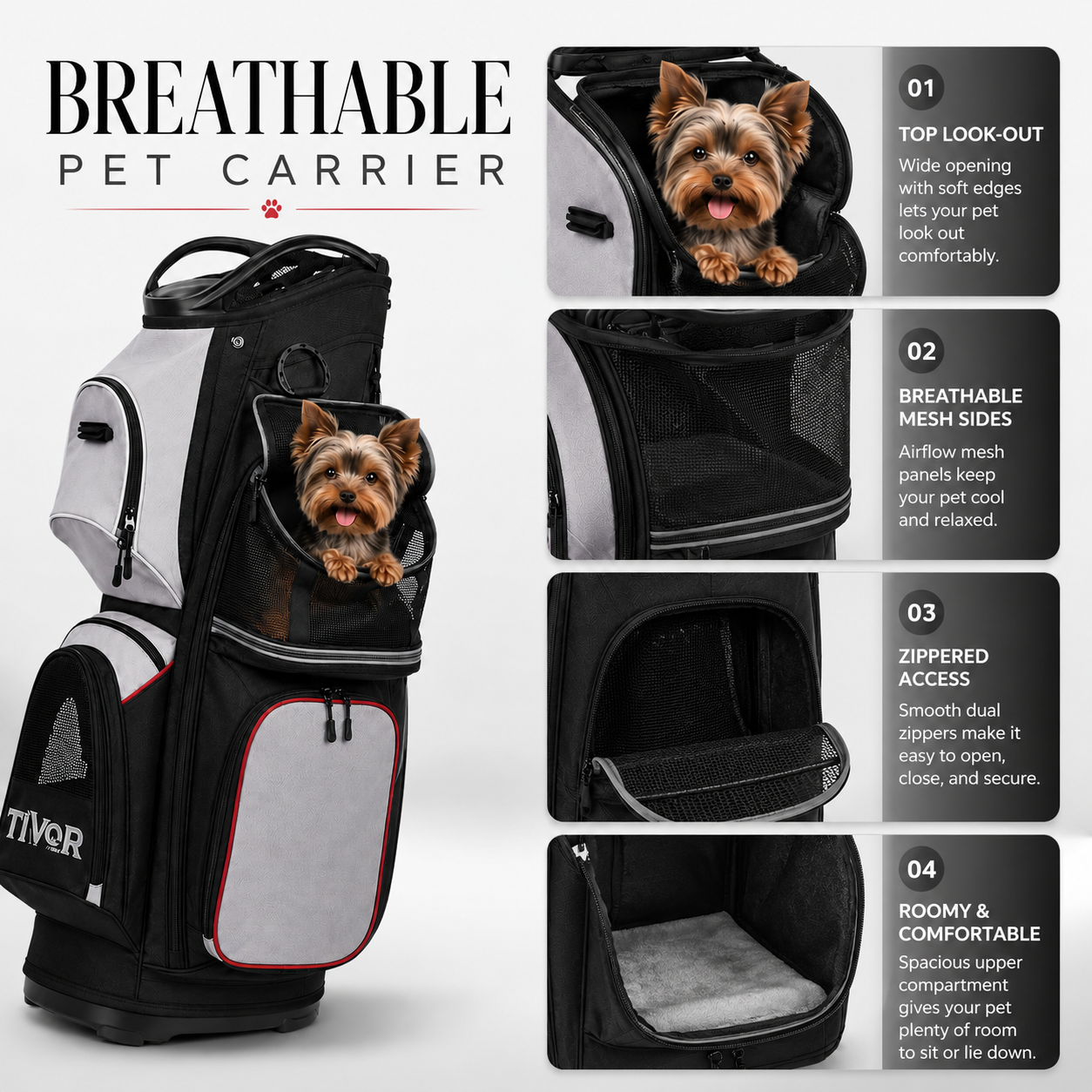 TIVOR Pet-Friendly Golf Bag with Smart Storage