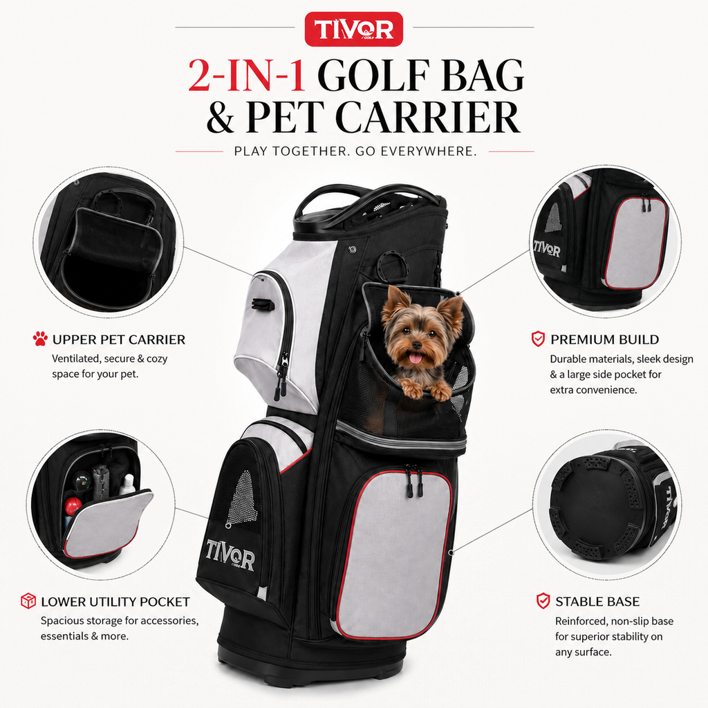 TIVOR Pet-Friendly Golf Bag with Smart Storage